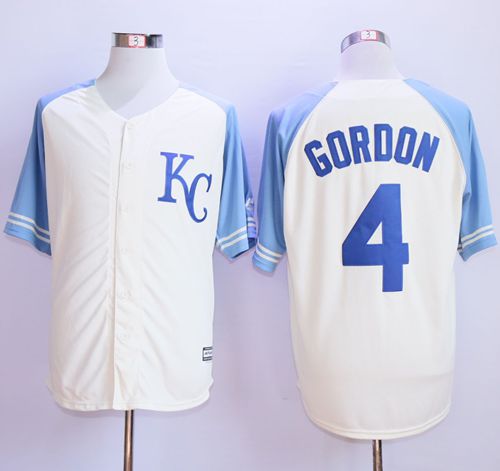 Royals #4 Alex Gordon Cream Exclusive Vintage Stitched MLB Jersey - Click Image to Close